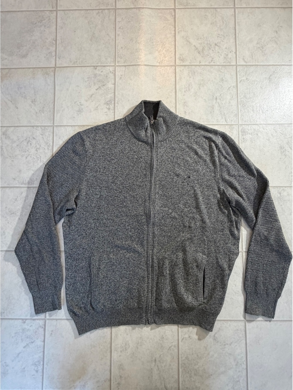 Calvin Klein Men's Gray Full-Zip Sweater XXL